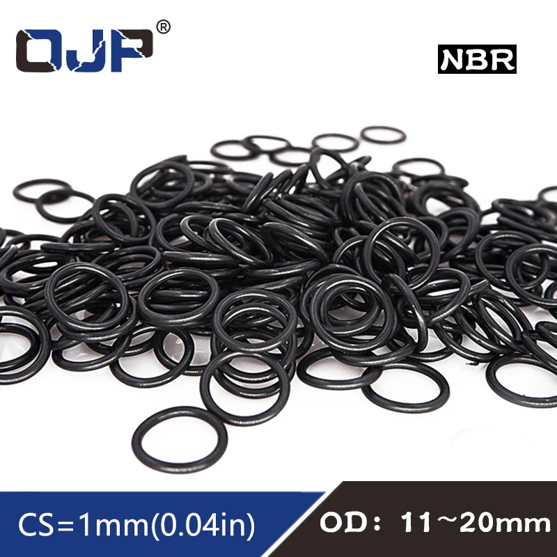 50PCS/lot Rubber Ring Black NBR Sealing O-Ring CS:1mm OD10.5/11/11.5/12/13/14/15/16/17/18/19/20mm Seal Nitrile Gasket Oil Ring