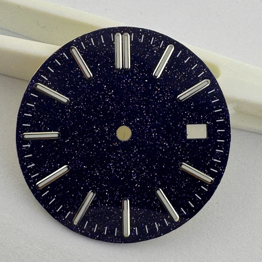 31mm Starry Sky Green Luminous Watch Dial with Customizable Logo for NH35 NH36 Automatic Watches - NH35 Movement Fit