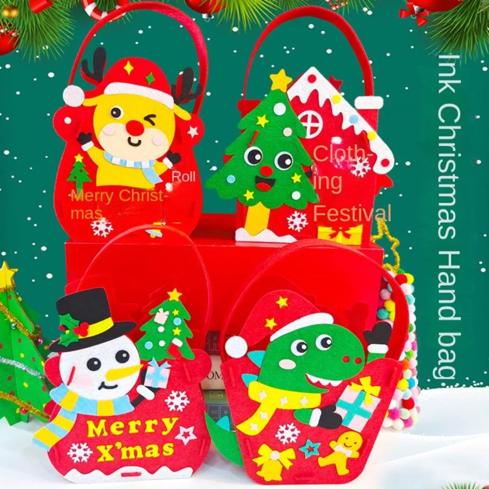 Artesanato boneco de neve brinquedos educativos diy brinquedo árvore de natal material do jardim de infância pacote saco dianosour diy feltro saco de natal brinquedo