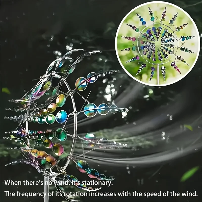 صائد الرياح ثلاثي الأبعاد، ديكور الفناء الخارجي في الحديقة، طاحونة هوائية معدنية، مناسبة للفناء والحديقة وديكور الفناء #3