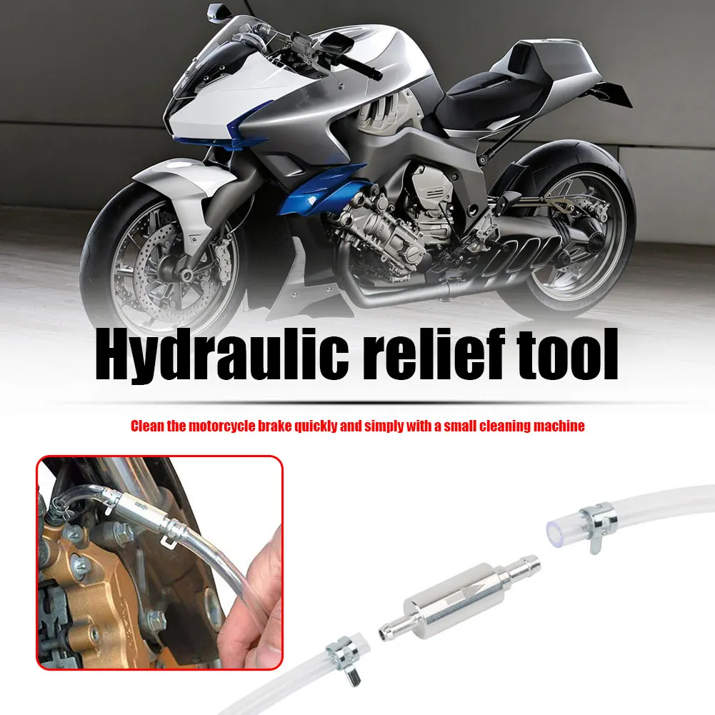 Hydraulic Clutch Valve Tube Set with One Way Valve Hydraulic Clutch Tube Bleeding Tool Motorcycle Brake Oil Fluid Pump Bleeder