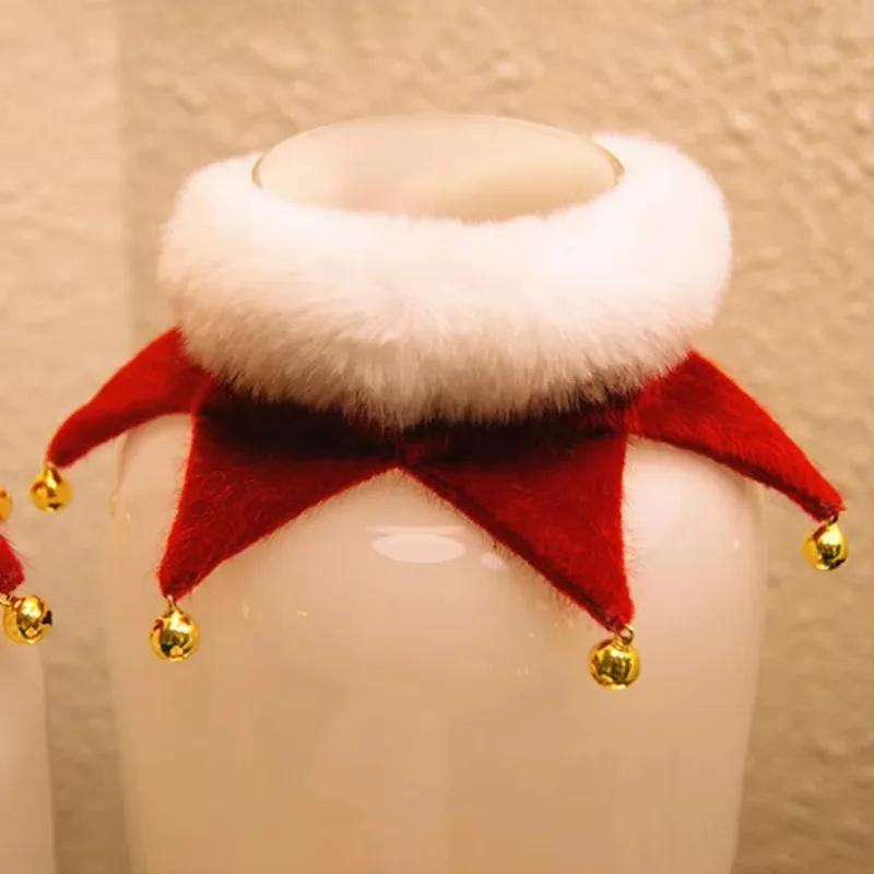 2025 Christmas Pet Collar Winter Plush Cat Dog Triangle Scarf With Bell Cute Christmas Elements Pet Drool Towel Xmas Decor Props