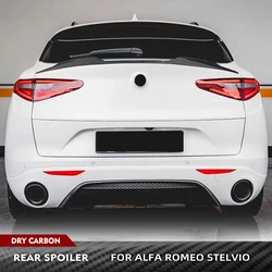 Car Racing Spoiler for Alfa Romeo Stelvio 2017-2024 Prepreg Dry Carbon Fiber Rear Mid Trunk Boot Lid Highkick Spoiler Wing Lip