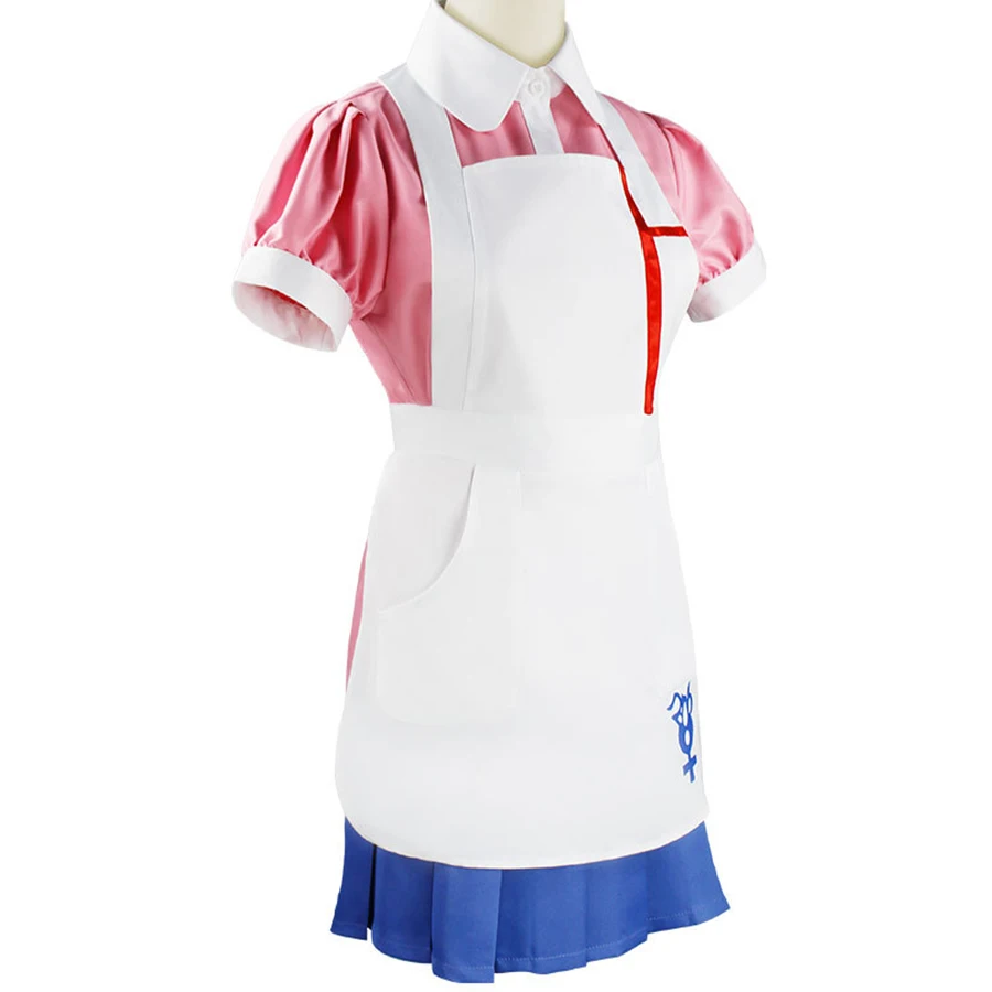 Disfraz de Cosplay de Anime Danganronpa Mikan Tsumiki para mujer, vestido, uniforme de sirvienta, peluca larga, conjunto completo, ropa de Carnaval de Halloween