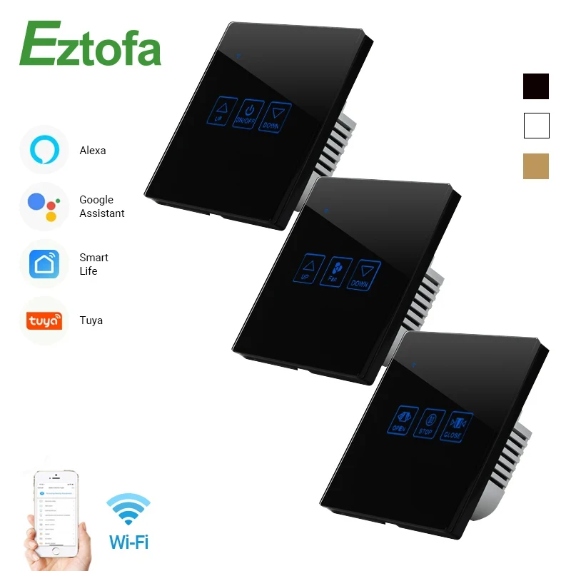 Tuya WiFi Dimmer / Fan / Curtain Switch Smart Touch Switch Compatible With Smart Life APP Alexa Google Home  EU UK Standard
