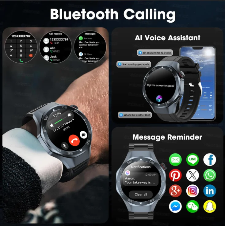 

2025 для Android iOS Watch GT5pro Смарт-часы GPS 6-звездочное позиционирование Run RIDE Фитнес-трекер Спортивный трекер 3ATM BT-часы для вызова