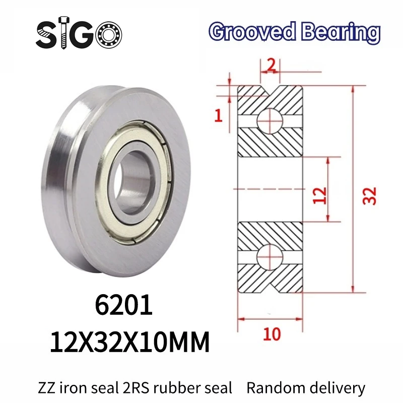 10PCS Straightening Mixed Wheel Over Line with Groove Bearing V 6201 12X32X10MM Pulley U Groove type