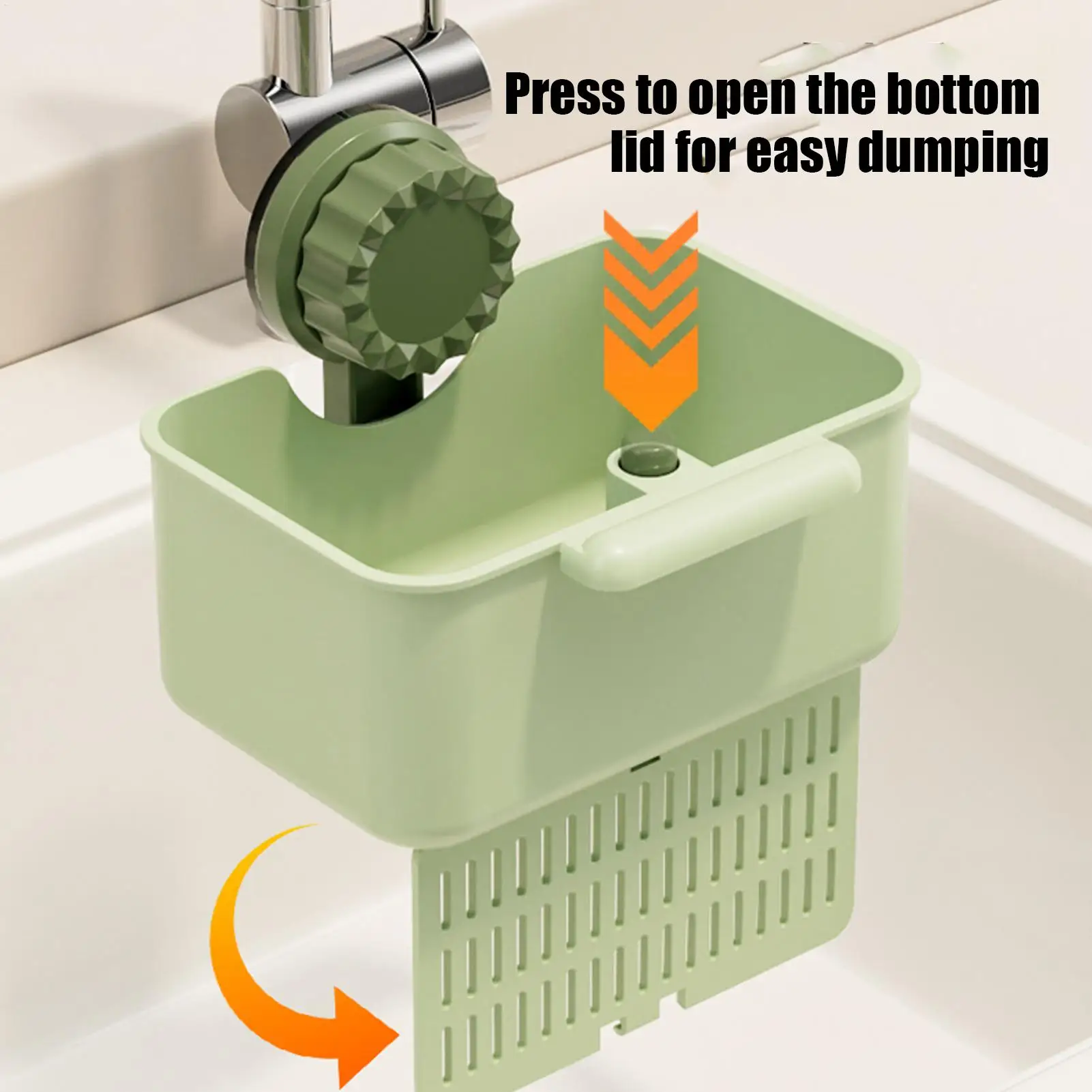 Sink Drain Strainer Basket Sink Washing Basin Anti Leak Filter Basin Suction Cup Rack One Click Press Type Grid Drain Storage