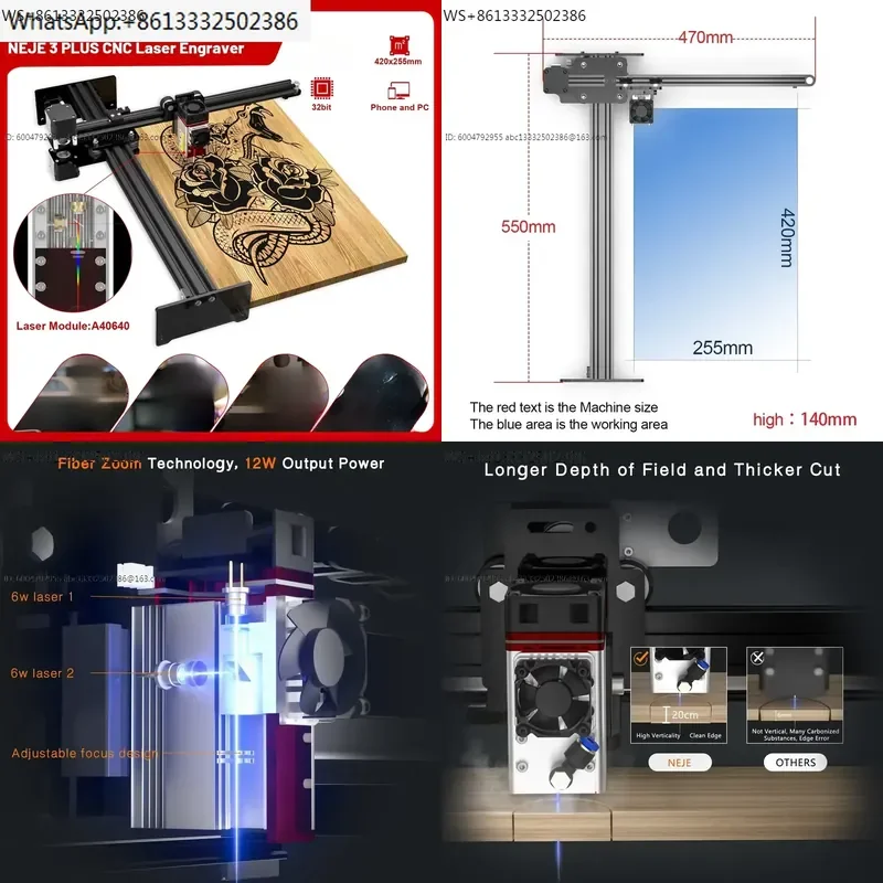 NEJE 3 Plus Engraving Cutting Machine Cutter CNC Router Engraver Metal Bluetooth Wireless Control Offline Work