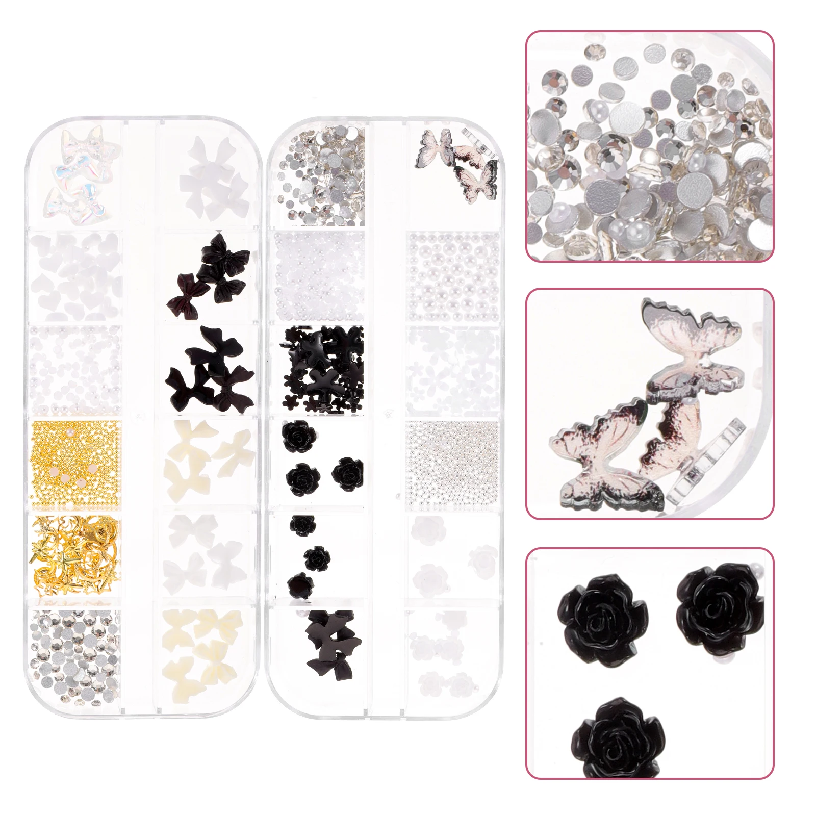 

2 Boxes Nail Diamond Jewelry Rhinestones Colorful Jewels Gems Flower Pendant Accessories Diy Decoration