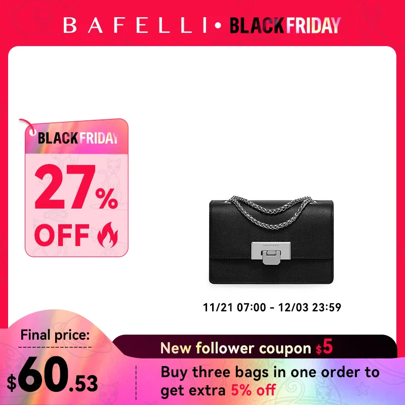 BAFELLI MINI CHAIN BAG WOMEN'S 2024 NEW HANDBAG FASHION SHOULDER CROSSBODY STYLIST COLLOCATION BOX PURSE LUXURY SILVER LEATHER