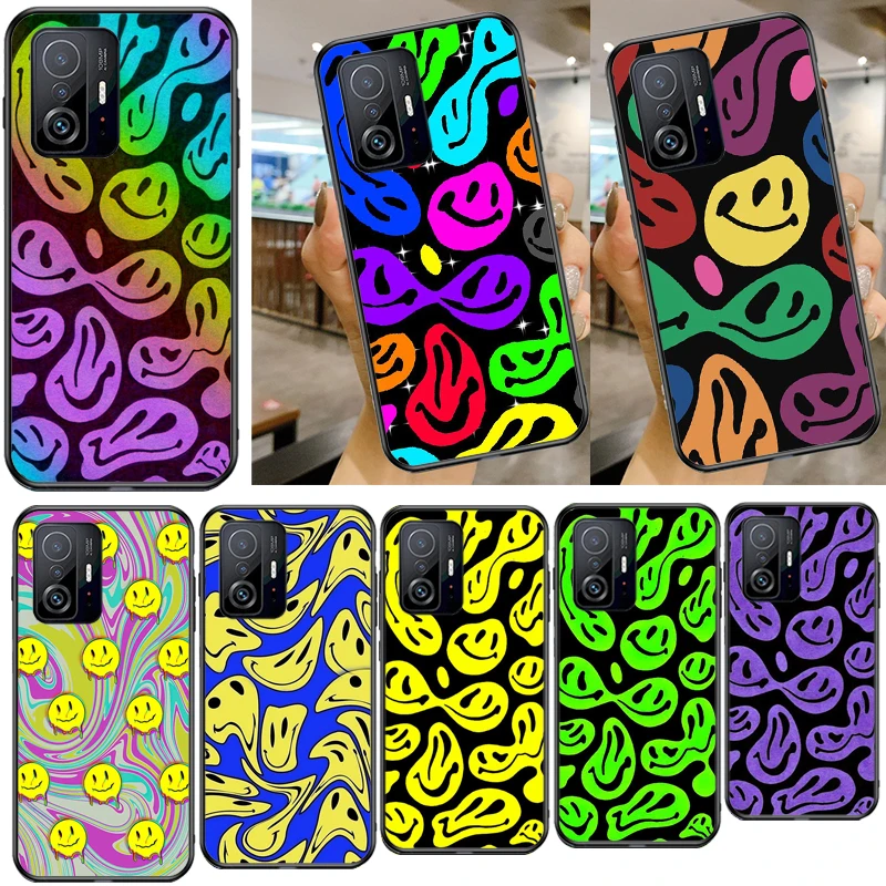 Trippy Smiley Face Pattern Aesthetic For POCO X3 Pro F3 M3 M4 X3 GT Phone Case For Xiaomi 11T Pro 10T 9T Mi 11 Lite Ultra Cover