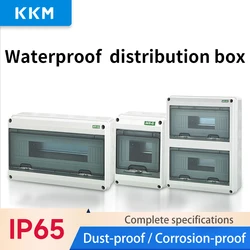 KKM Junction Box HT Series Junction Box 2/3/5/8/12/15/18/24WAY ABS Plastic Outdoor Switch box IP65 Waterproof Distribution Box