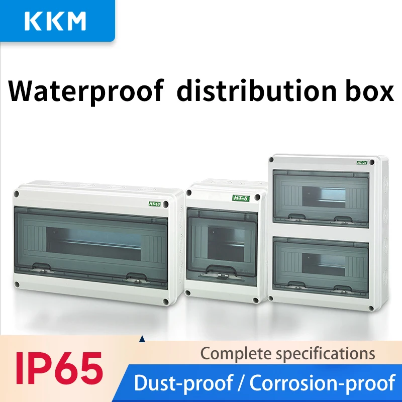 KKM Junction Box HT Series Junction Box 2/3/5/8/12/15/18/24WAY ABS Plastic Outdoor Switch box IP65 Waterproof Distribution Box