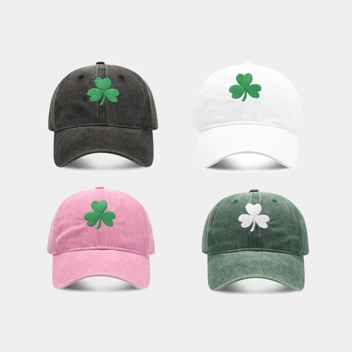 2025 Irish Green Baseball Hat Couple Retro Clover Embroidered Sunscreen Hat Men Women Trendy Personalized Duckbill Cap ﻿