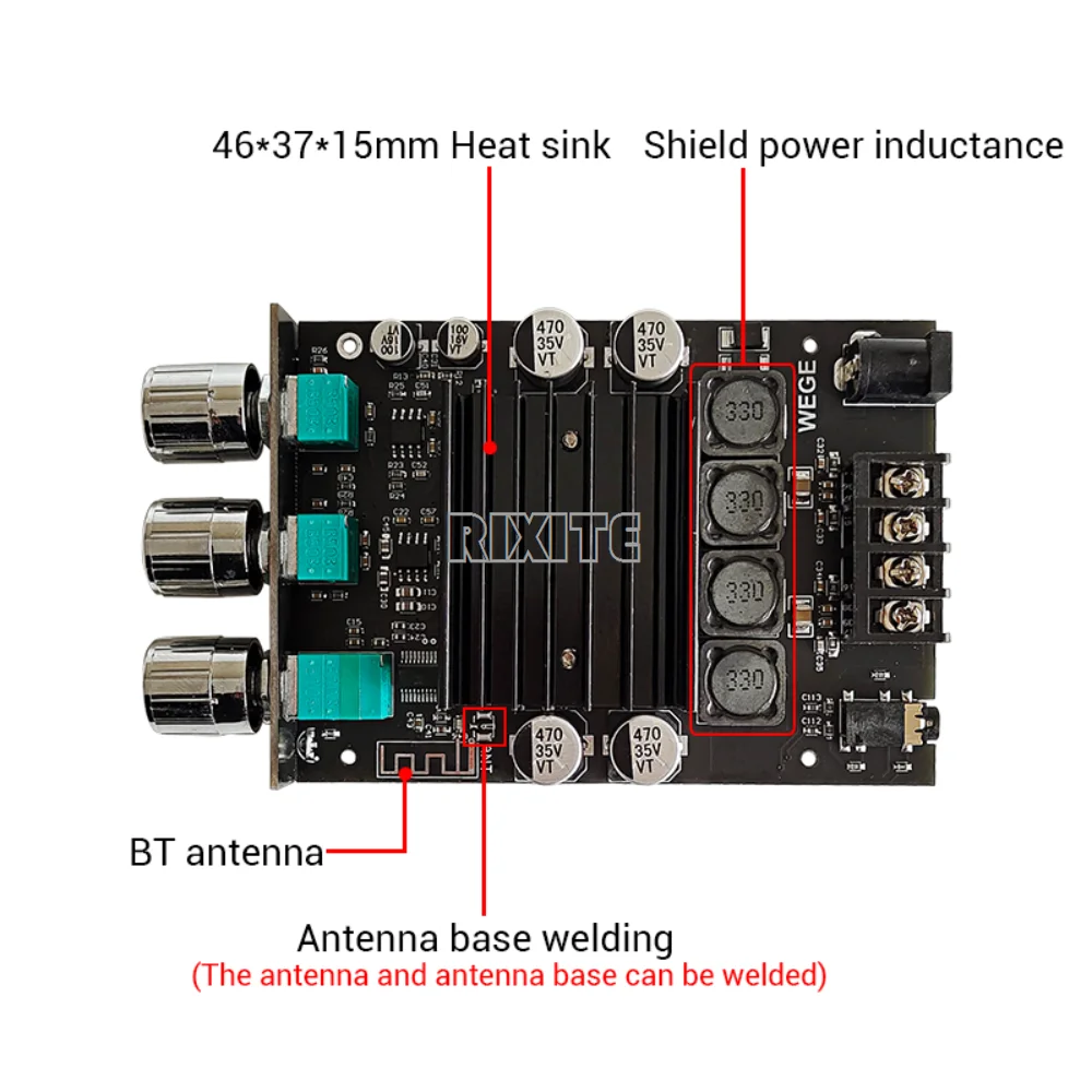 150W * 2 TDA7498E Bluetooth 5.0 Stereo regulacja tonów wysokich moc dźwięku moduł wzmacniacza podwójny kanał radiator Aux XPSM — zdjęcie produktu 3