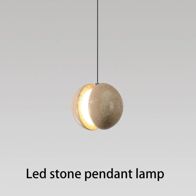 

Led Pendant Lamp Natural Stone Lunar Chandelier Small Bedroom Beside Round Hanging Light Home Room Decoration Soft Lighting