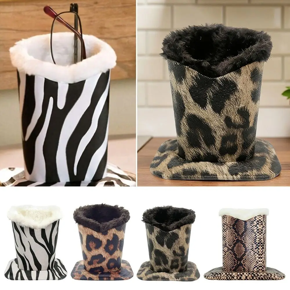 

Fashion Leather Eyeglass Stand Zebra Stripes Glasses Shelf Portable Travel Sunglass Holder Office