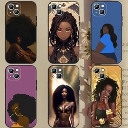 Afro Girls Art Phone Case Phone Case For Apple iPhone 15,14,13,12,11,XS,XR,X,8,7,Pro,Max,Plus,mini Silicone Black Cover