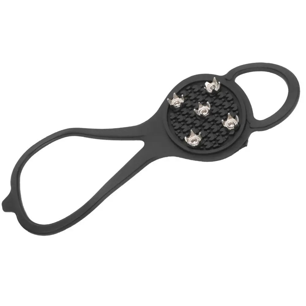 2 pairs Non-Slip 5-Tooth Ice Cleats Steel Spikes Thermoplastic Rubber Snow Crampons Traction Spikes Climbing