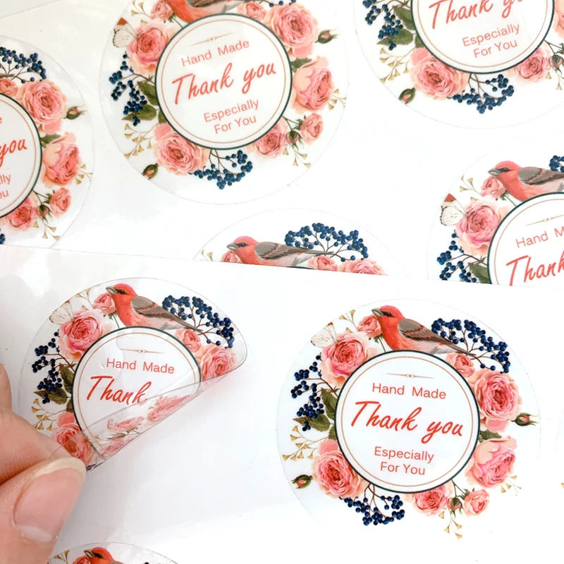 60pcs/lot Kawaii Flower Transparent Thank You Sticker For Seal Label Scrapbooking Creative Decoration Sticker Stationery Sticker
