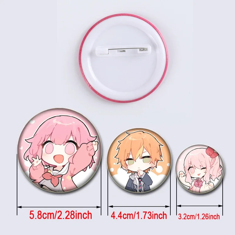 58/44/32MM Anime Project SEKAI Cartoon Character Lapel Pins Creative Round Brooches Badge for Backpack Accessories Gifts