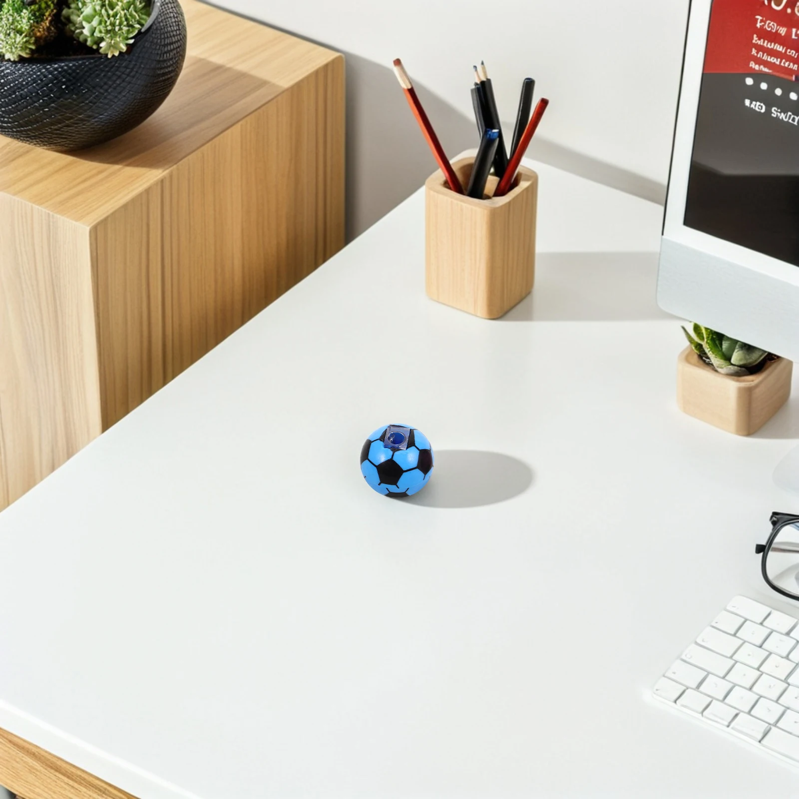 

20Pcs Football Shaped Pencil Sharpener Creative Soccer Design Portable Lightweight Single Hole Sharpener for School Students