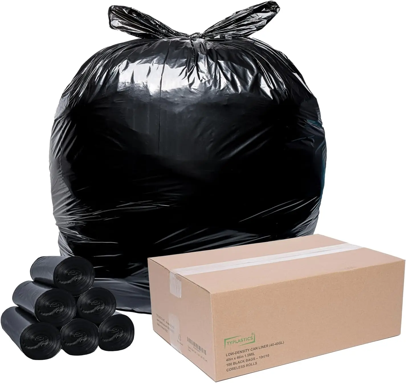 

Heavy Duty 40-45 Gallon Trash Bags, 40x46" 1.5 Mil Black, 100 Count Lawn and Leaf Liners