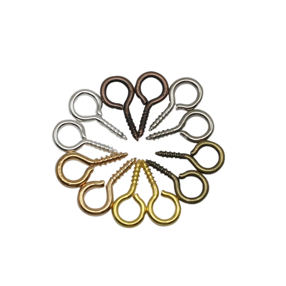200pcs Small Tiny Mini Metal Eyepins Hooks Eye Pins Eyelets Screw Threaded Clasps Hooks for DIY Jewelry Making Findings