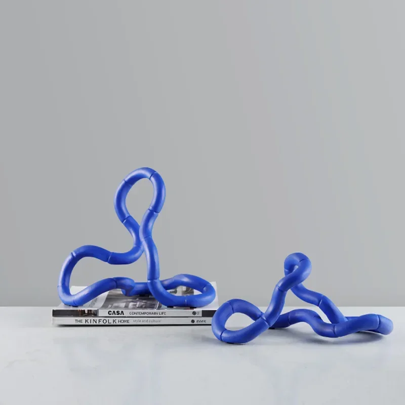 

Minimalist Blue Winding Sculpture Modern Entrance Living Room Bedroom Desktop Dining Table Home Crafts Ornament Decoration