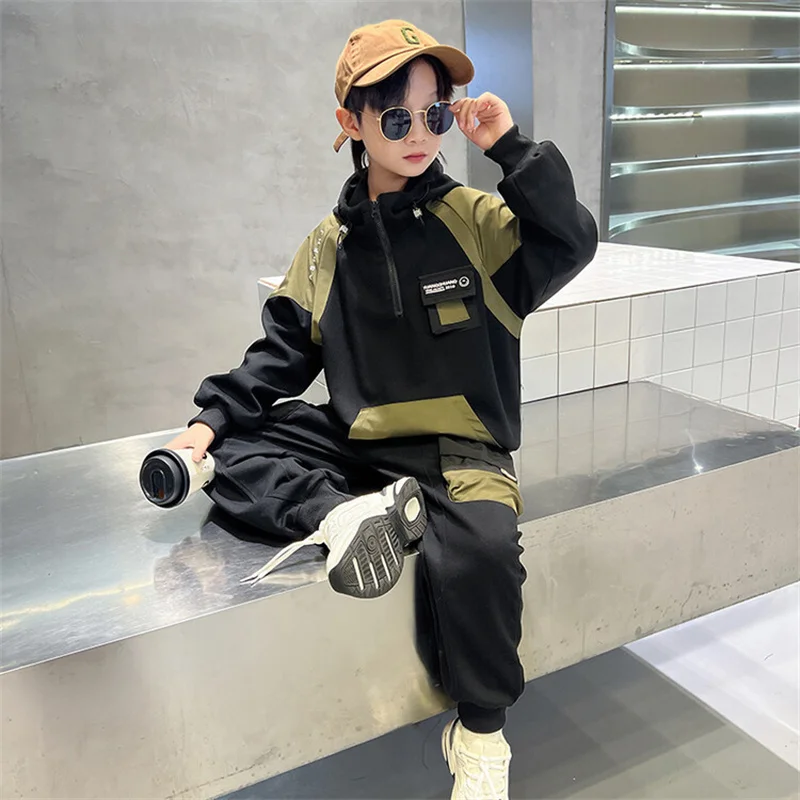 

Boys Sweatshirts +Pants Kids Suits 2PCS/Set Cotton 2024 Pullover Spring Autumn Cotton Jogging Suit Outfits Christmas Gift Childr