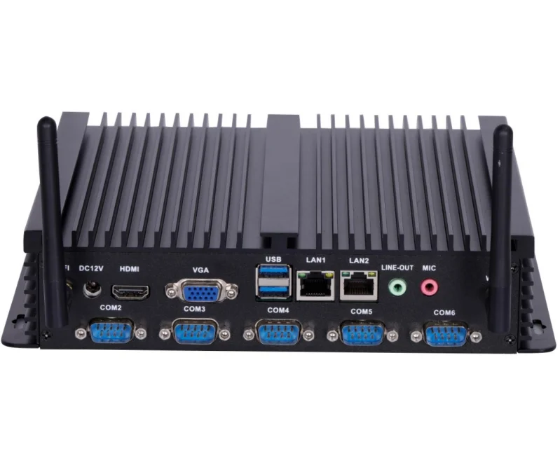

2025 hot selling fanless embedded industrial mini personal computer desktop, supporting 6 COM 8 USB 1 LAN 16g memory