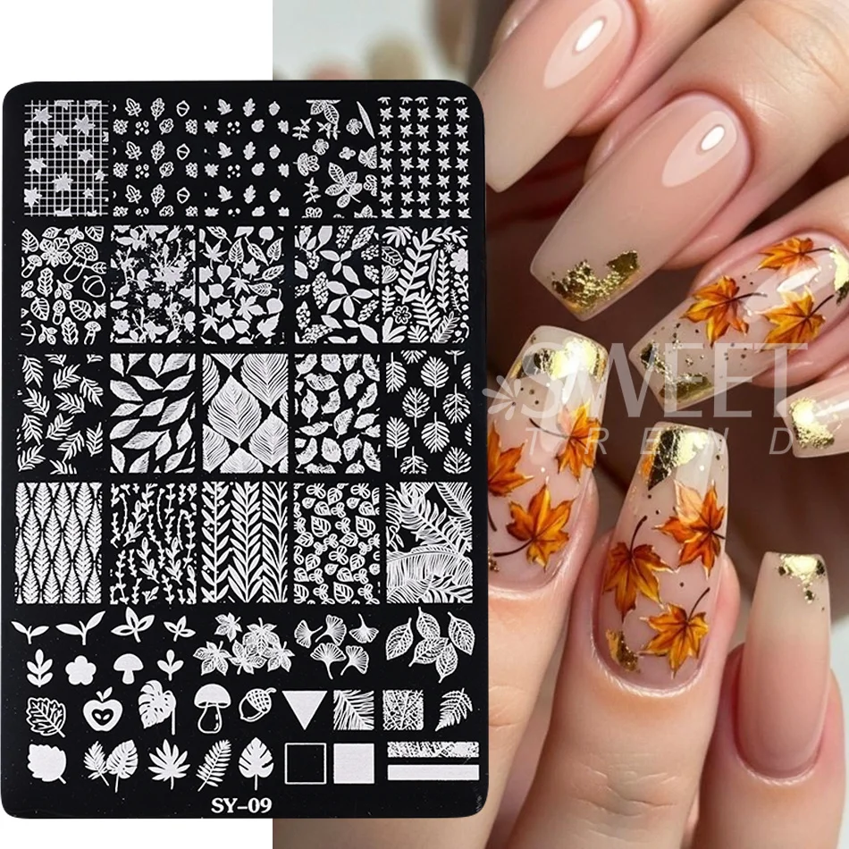 1pcs Nail Art Stamping Plate French Lace Bowknot Leopard Print Floral Leaf Transfer Printing Template DIY Manicure Stencil Tools