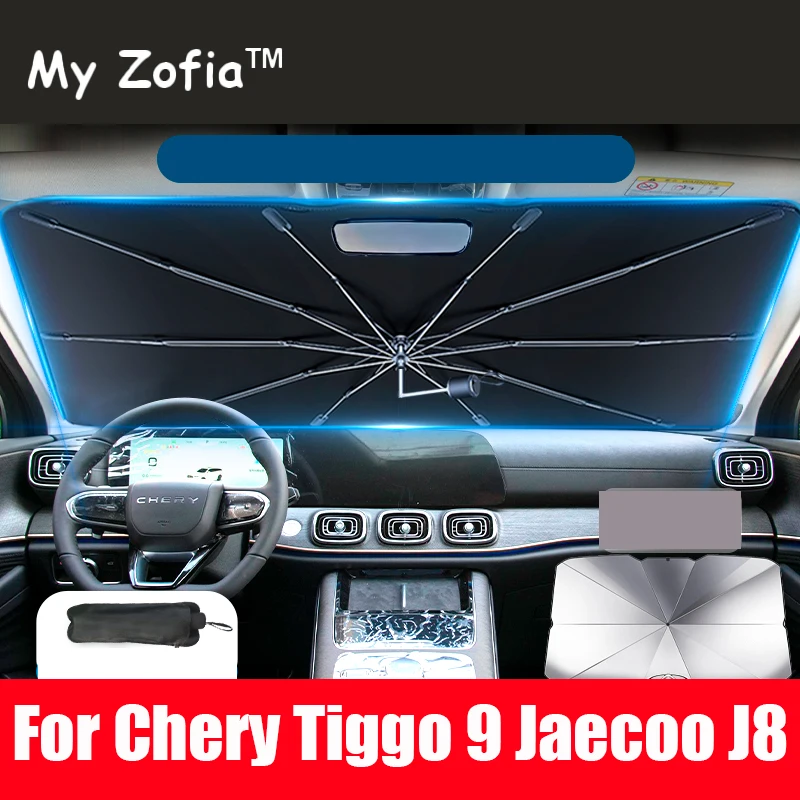 

For Chery Tiggo 9 Jaecoo J8 2023 2024 2025 Car Windshield Sunshade Foldable Umbrella amry Front Heat Insulation Accessories