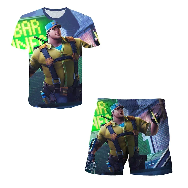 Fortnite Boys Pajamas Set Anime Boys\' Swimsuit Cartoon 3D Print Home Nightwear Children\'s Cosplay Beach Suit