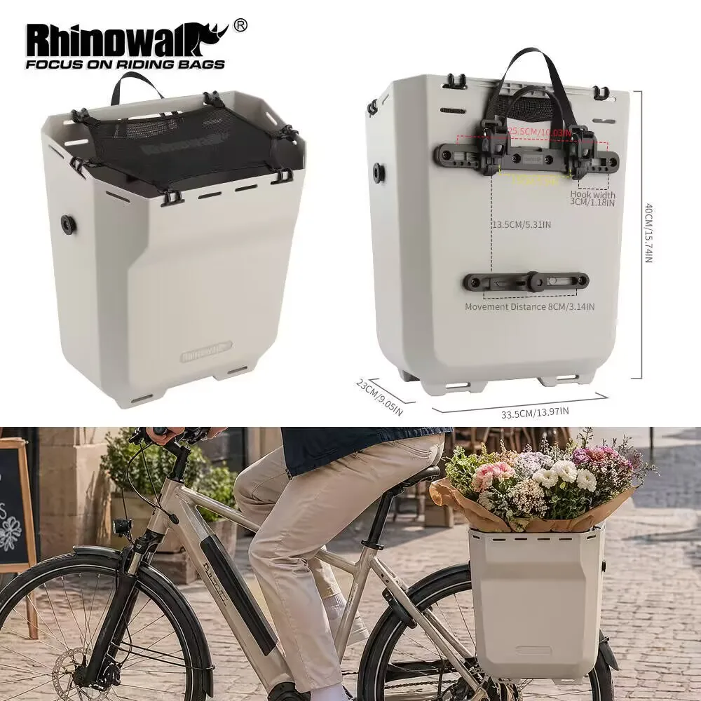 

Велосипедная двойная боковая сумка Rhinowalk 20 л, корзина для хранения на заднем багажнике с сетчатой крышкой, легко переносимая, с защитой от деформации, 1 шт., распродажа