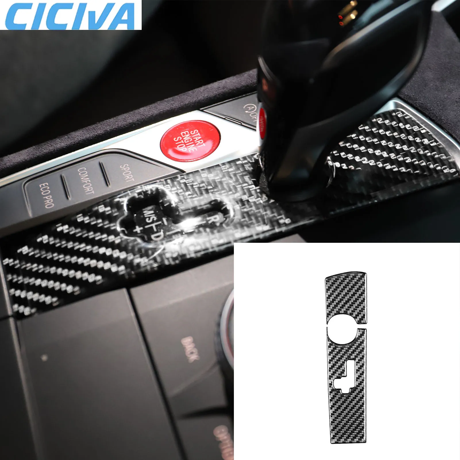 

For BMW 4 Series G22 G23 G26 2021-2024 Carbon Fiber Gear Shift Knob Panel Car Accessories Interior Cover Soft Stickers Auto Trim