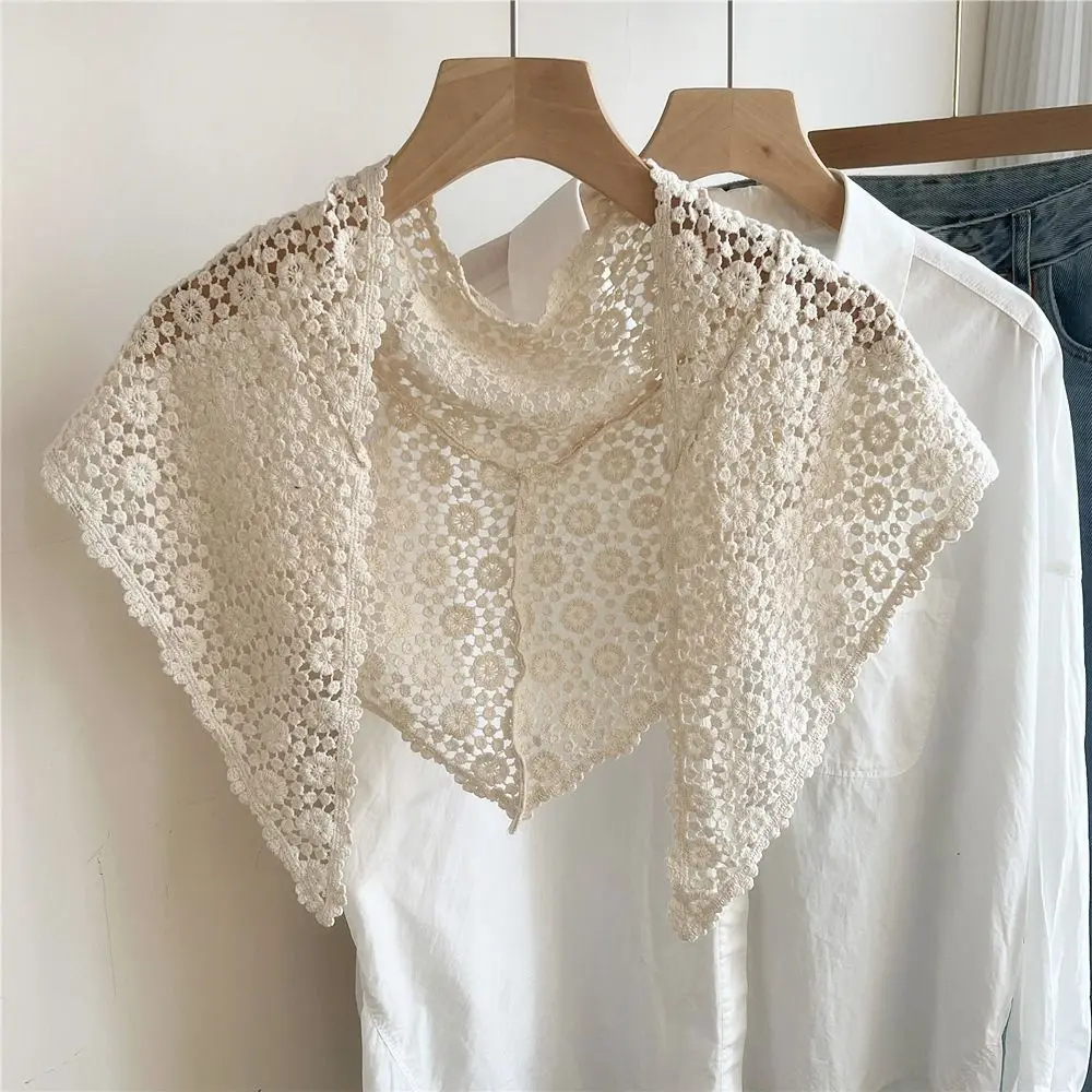 

Универсальный искусственный воротник, кружевная шаль, накидка, плащ, шарфы с цветами, украшения одежды, кружевной треугольный шарф, женский