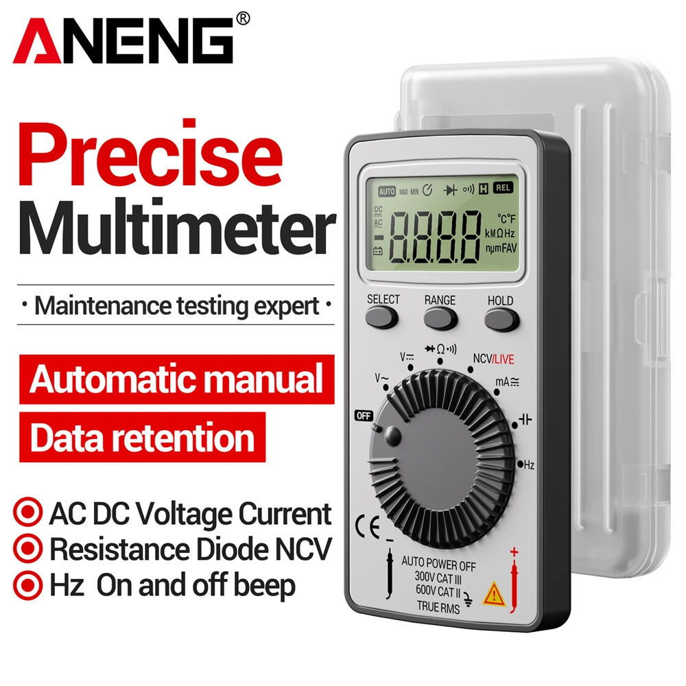 

1999 Counts Mini Digital Multimeter ProfessionalAC/DC Voltage Tester Automotive Current Tester ANENG AN101 Electrician Tools