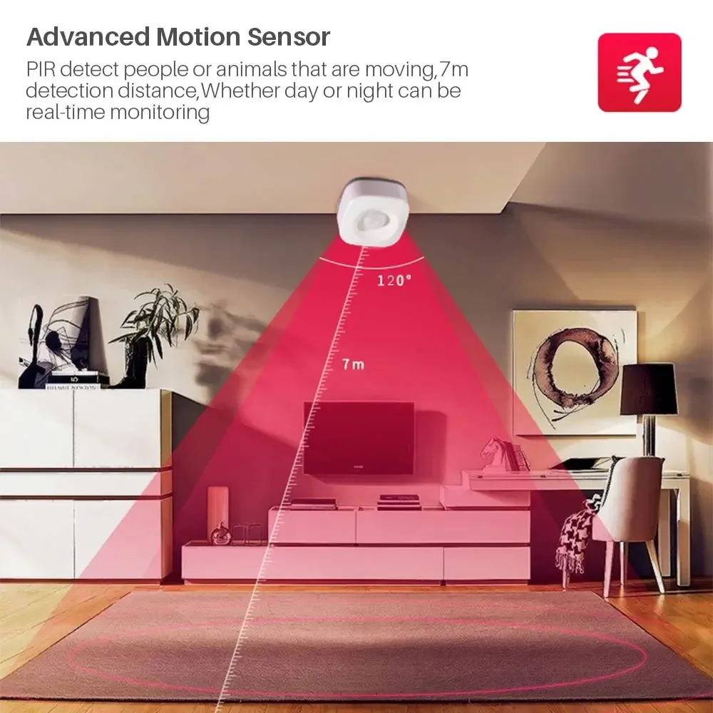 Tuya-Sensor de movimiento PIR inteligente, WIFI, Sensor de movimiento, aplicación Smart Life, sistema de automatización del hogar inalámbrico a través de Alexa y Google Home