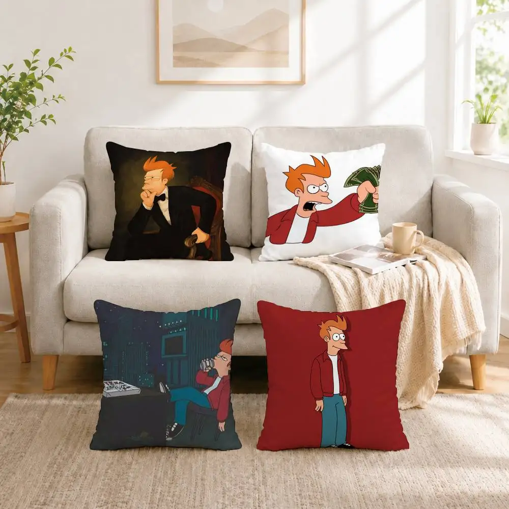 

FuturamaS Fry FunnyS memes Square Double-Sided printed Pillow Case Bedroom Bedside Pillow Sofa Cushion Cover Gift