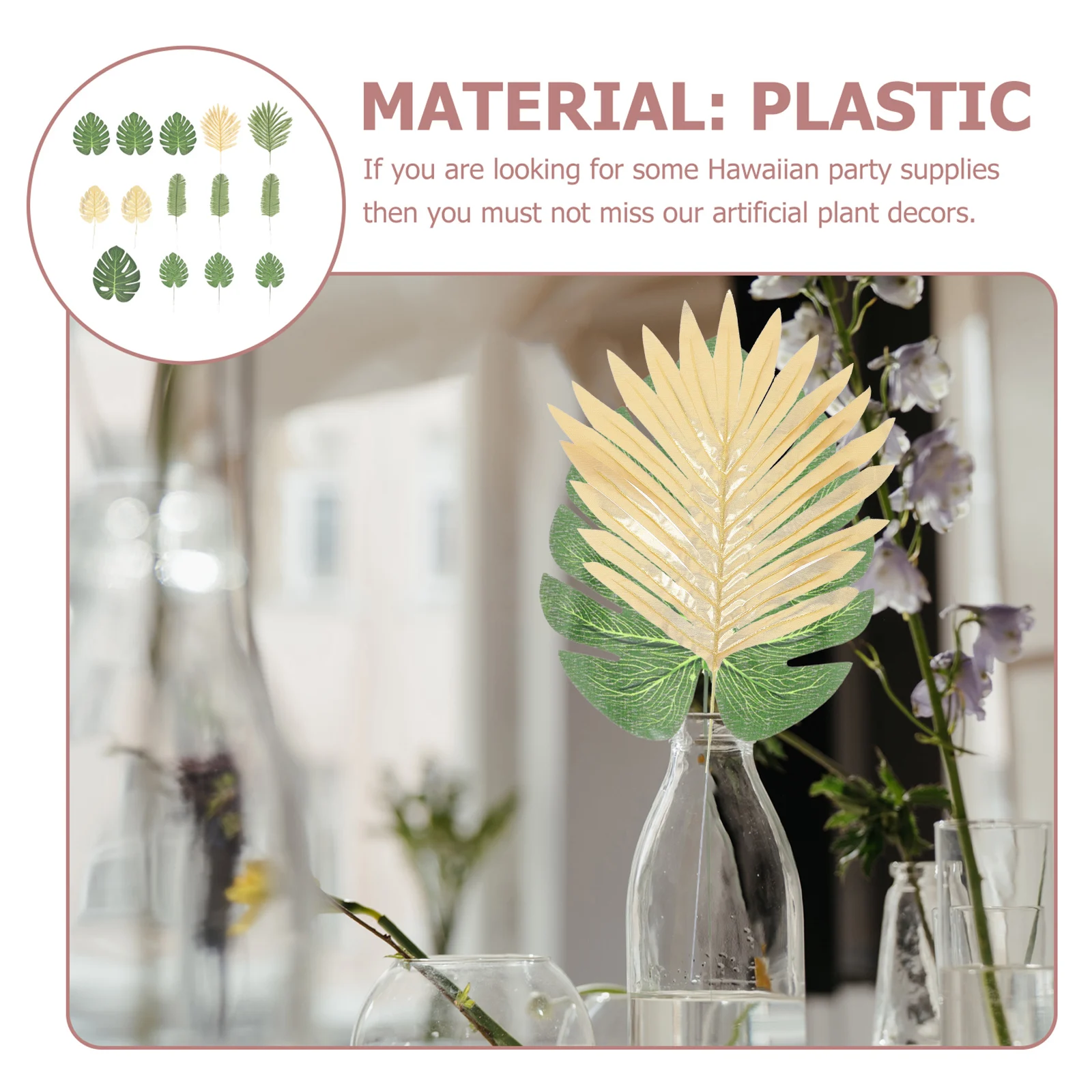 

68pcs Artificial Monstera Leaves Faux Turtle Leaf Decor Jungle Party Scene Palm Fronds Wall Ornament Fake Sago Cycas Plants