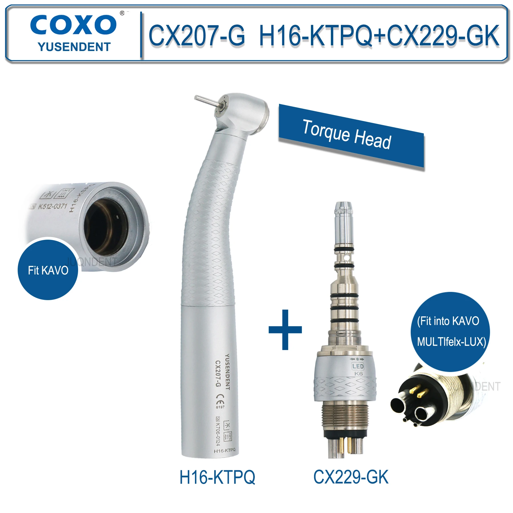 COXO Tandheelkundige Turbine Glasvezel Hoge Snelheid Handstuk Luchtrotor Standaard/Torque Hoofd LED Koppeling 6-pins Fit KAVO NSK Sirona WH