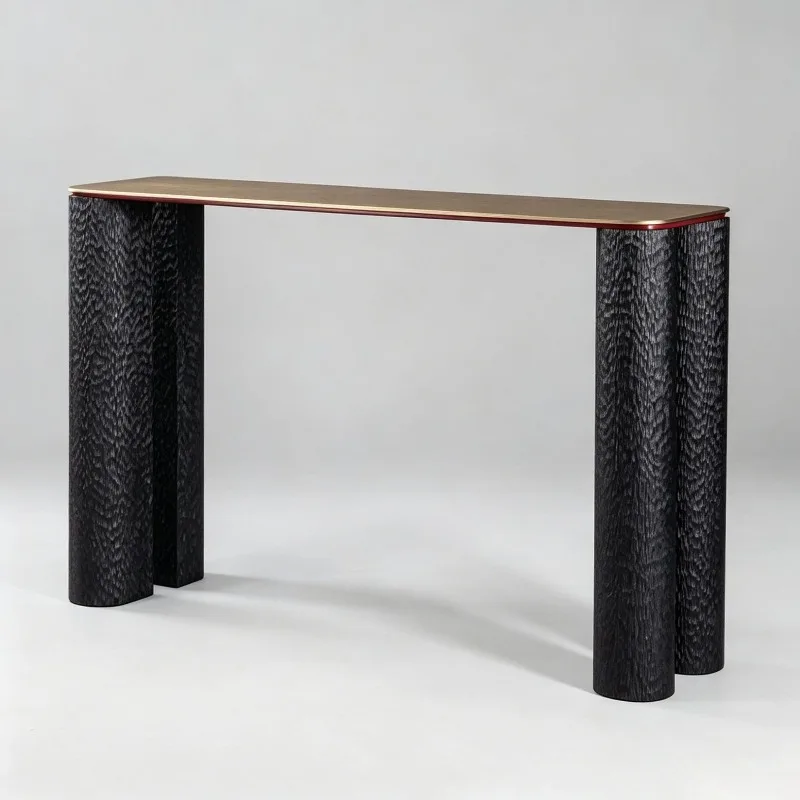 Metal countertop end view table, villa hotel entry policy
