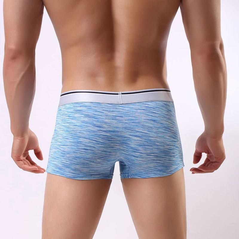 Boxer de cintura média masculina, cueca respirável masculina, cuecas sexy, boxers de pênis, calcinha da moda