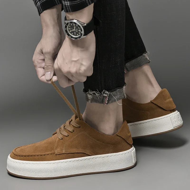 Men Fashion Trends Suede Leather Oxford Shoes Slip-on Light Comfortable  Flats Outdoor Walk Sneakers Daily Commute Casual Shoes