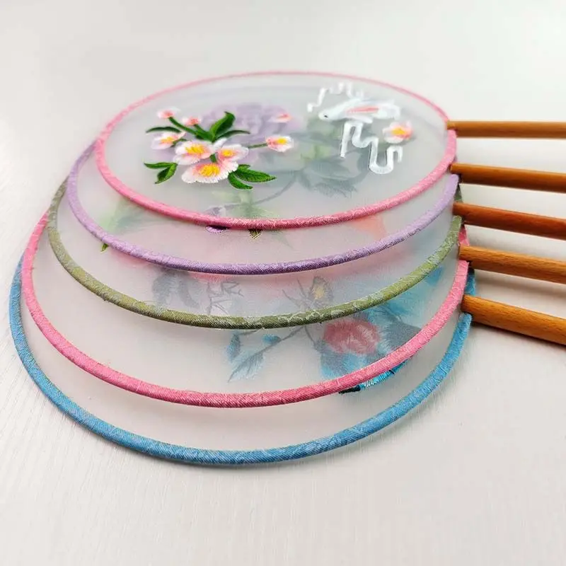 Handmade Embroidered Group Fan  Fan Tourist Spot Floral Dance Photo-taking Traditional Hanfu Costume Accessory Silk Mat...