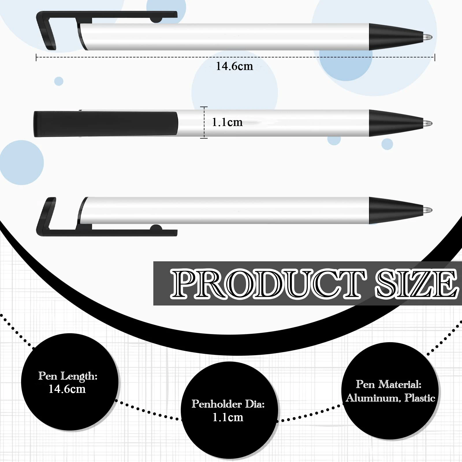 10/20pcs Heat Transfer Retractable Ballpoint Pen Sublimation Blank Pens Aluminum Customized School Supplies for DIY Office