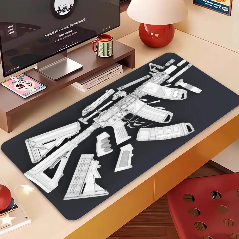 Tactical Modified M4 Rifle Line Drawing mousepad playmat laptop office desktop large size game card pad bedroom learning