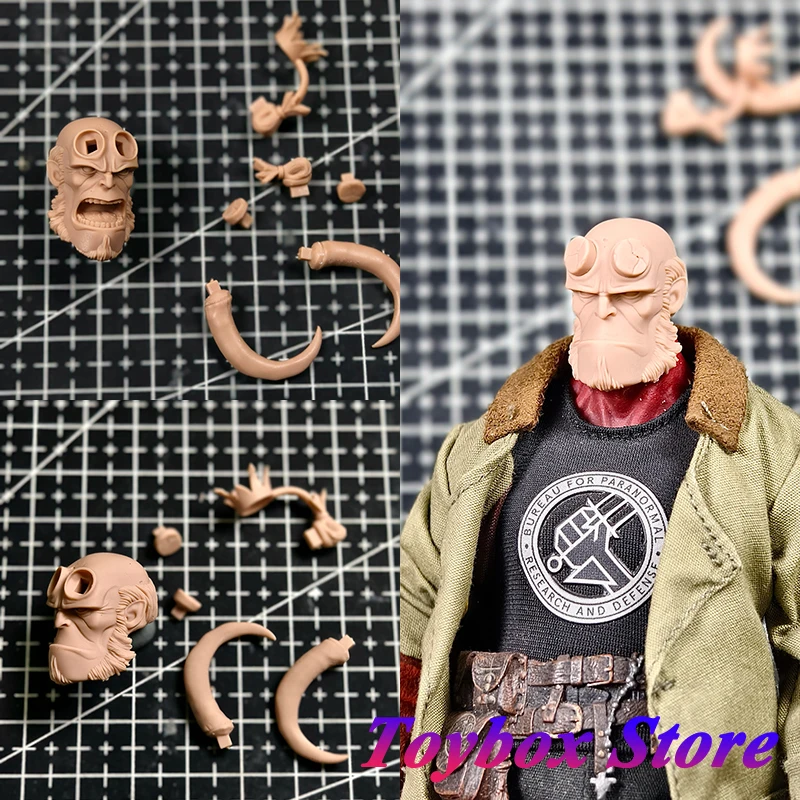 Hellboy Model New 1/12 Scale Collectible Man Unpainted Head Sculpt Detachable Accessory For 6